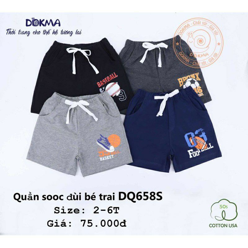 Quần đùi, quần short cotton bé trai Dokma