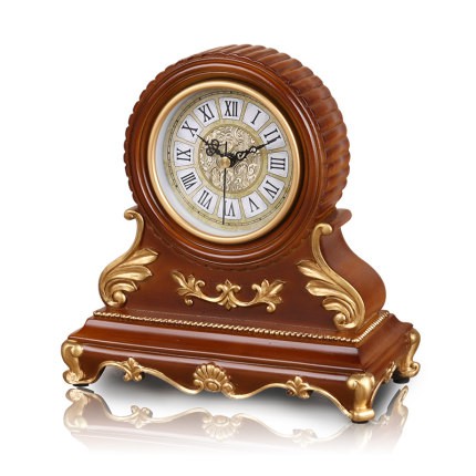 Đồng hồ để bàn nhựa composite giả gỗ Lisheng 5606C phong cách Châu Âu retro cổ điển