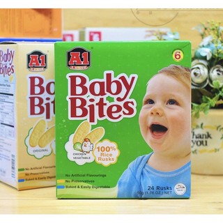 Bánh gạo ăn dặm BABY BITES A1 50g vị tự nhiên/cà rốt/rau củ dành cho bé từ 6m
