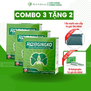 Combo 3 hộp Bổ não ROBGINGKO hộp 100 viên tặng áo mưa dù cao cấp + 1 hộp bổ não 30 viên Medibeauty