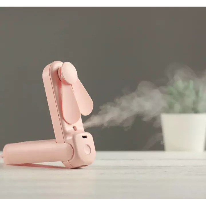 Quạt mini cầm tay sạc pin có chế độ phun sương gấp gọn Mini Tích Điện Tạo Độ Ẩm 2 in 1 nhỏ gọn | BigBuy360 - bigbuy360.vn