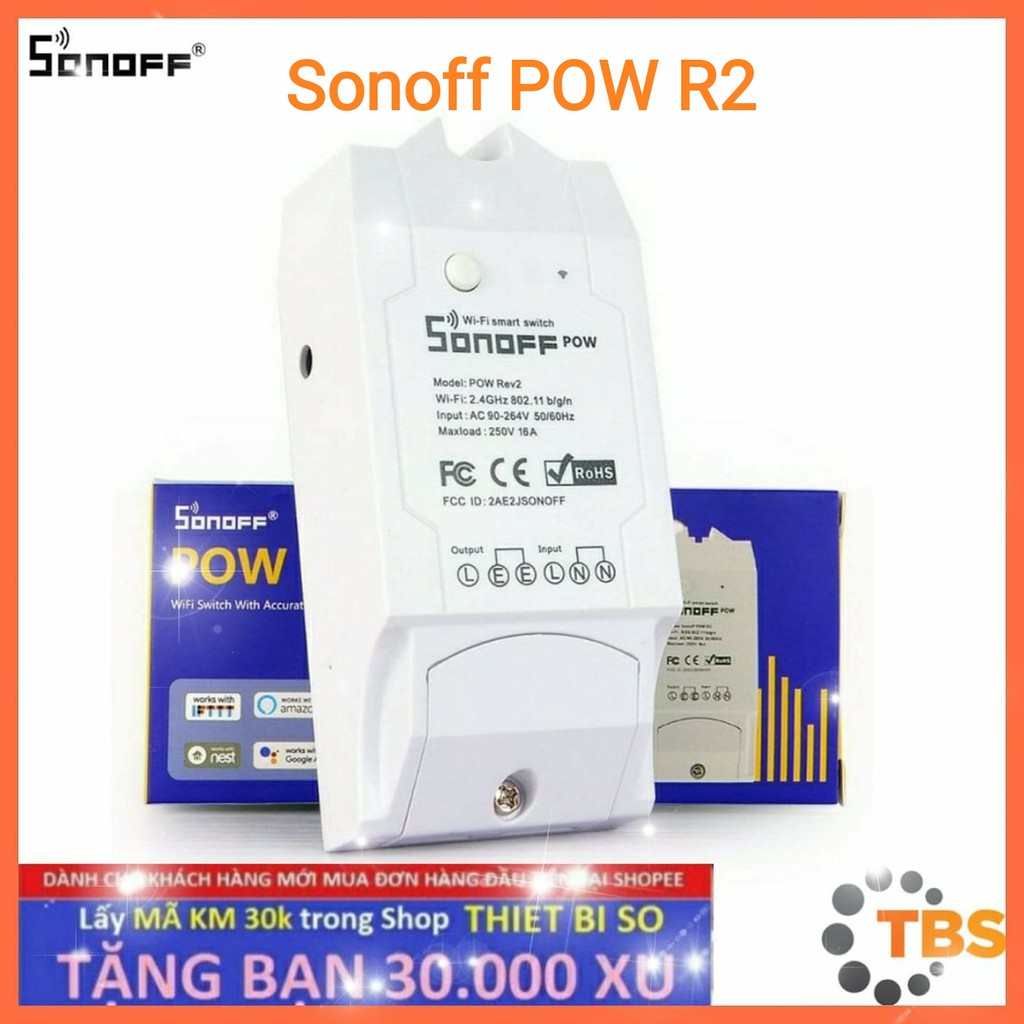 SONOFF POW R2 - 15A, công tắc WIFI, điều khiển từ xa thông minh