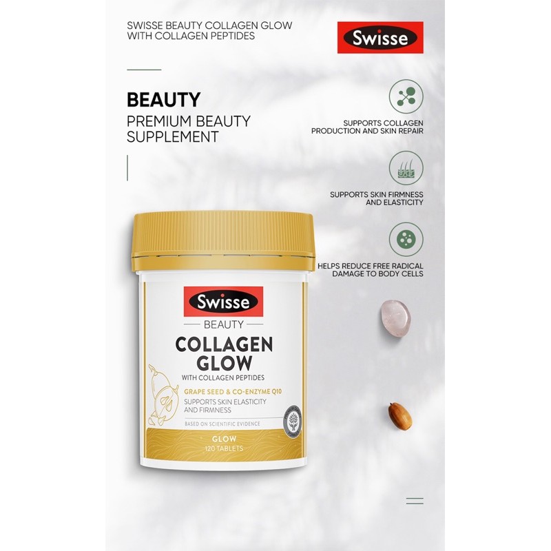 Viên uống đẹp da collagen glow Swisse Úc 120 viên