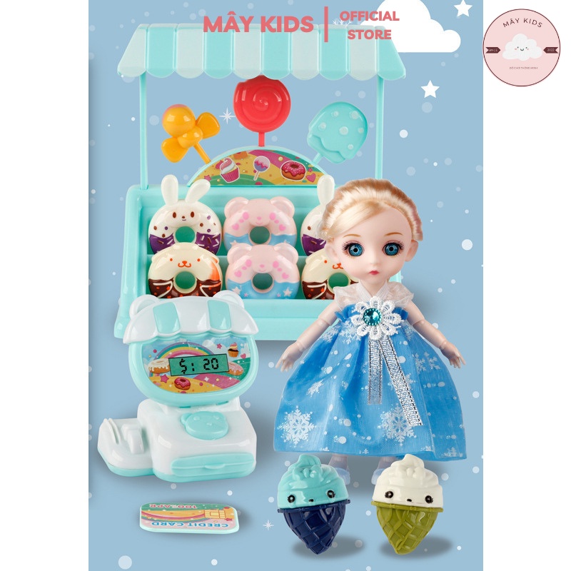 Đồ chơi búp bê cho bé gái Barbi công chúa, chibi cô gái bán bánh - Mây Kids