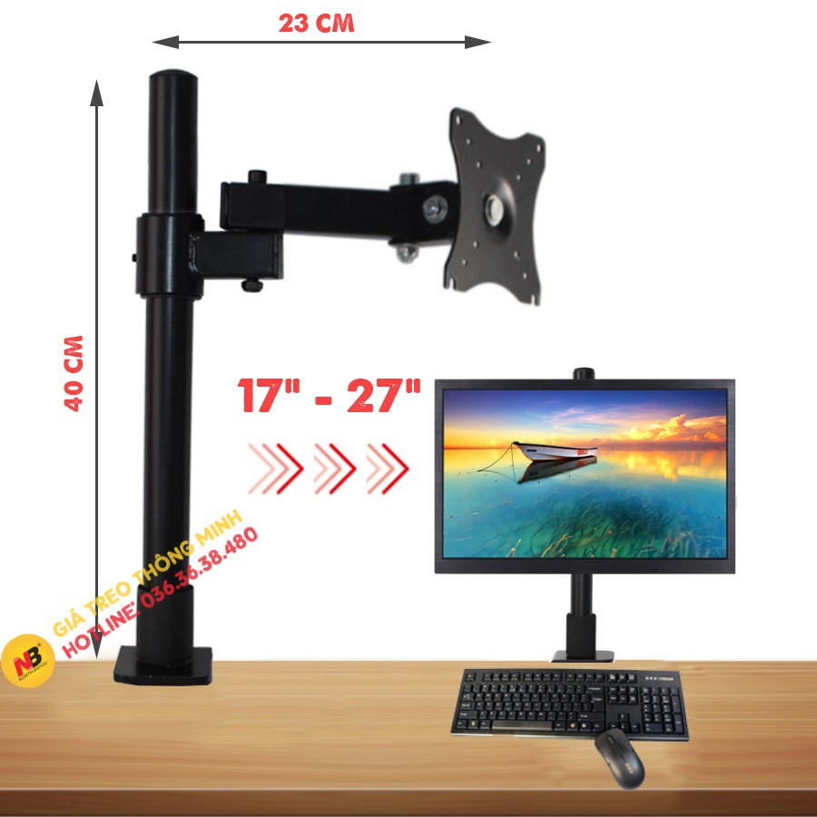 XL03 / HW701 / Giá treo màn hình 17 - 27 - 32 Inch - Tay Treo màn hình kẹp thành bàn - [ Rẻ Hơn NB F80 - NB H80 ]