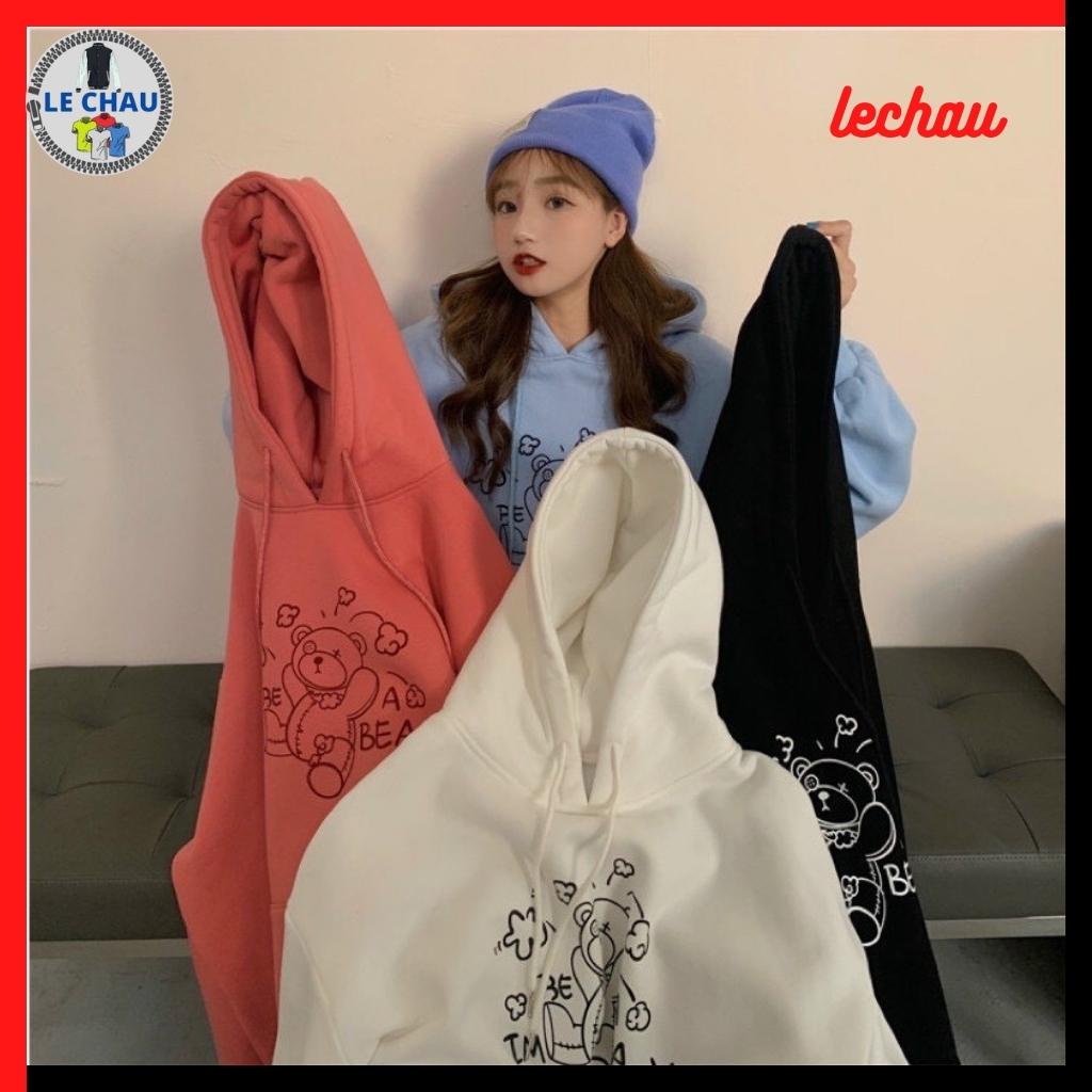 Áo hoodie nỉ unisex form rộng ulzzang AHD4 LECHAU hottrend nam nữ phong cách street style giá rẻ đẹp