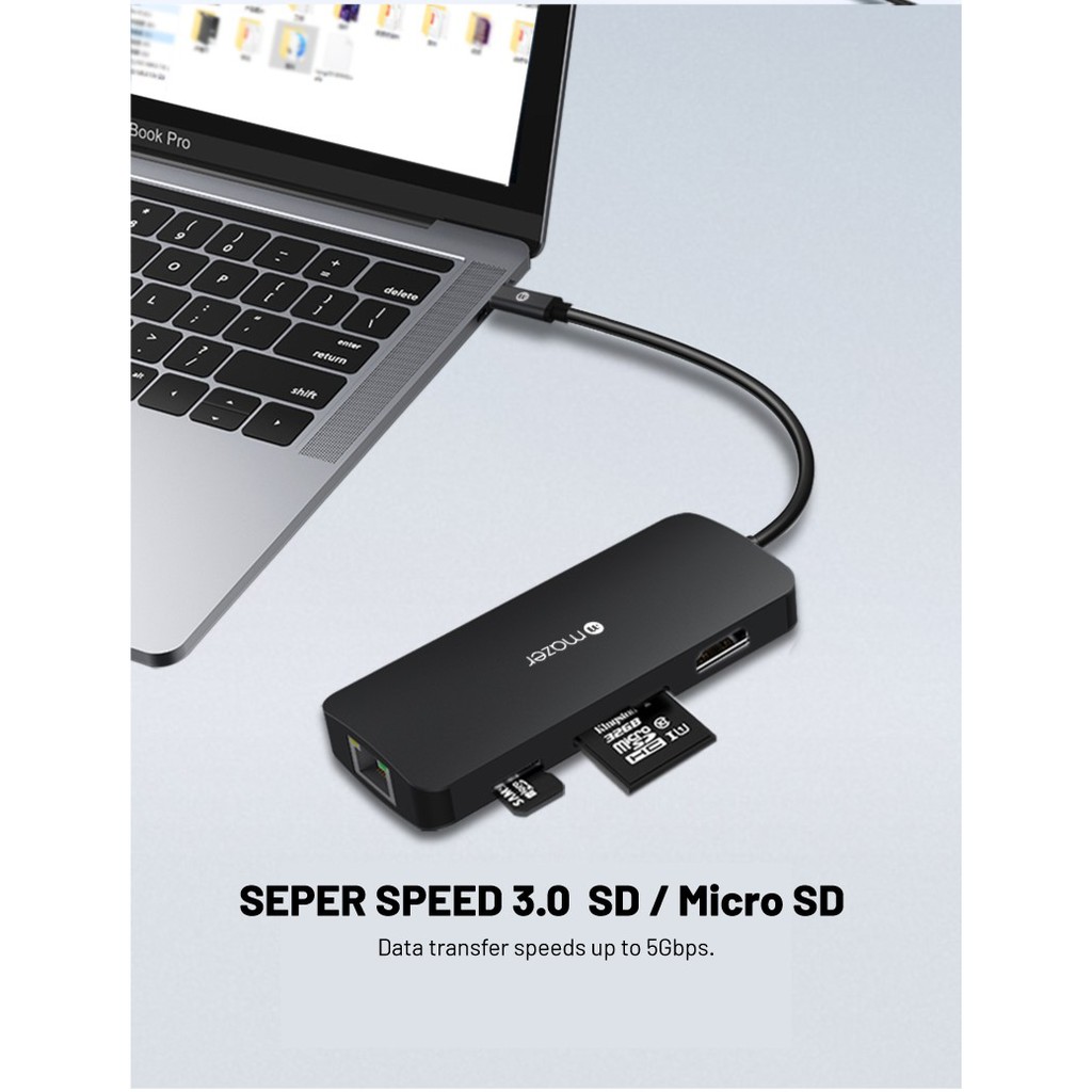 Cổng Chuyển Đổi Mazer USB-C 8-in-1 HUB To HDMI 4K - Hàng Chính Hãng