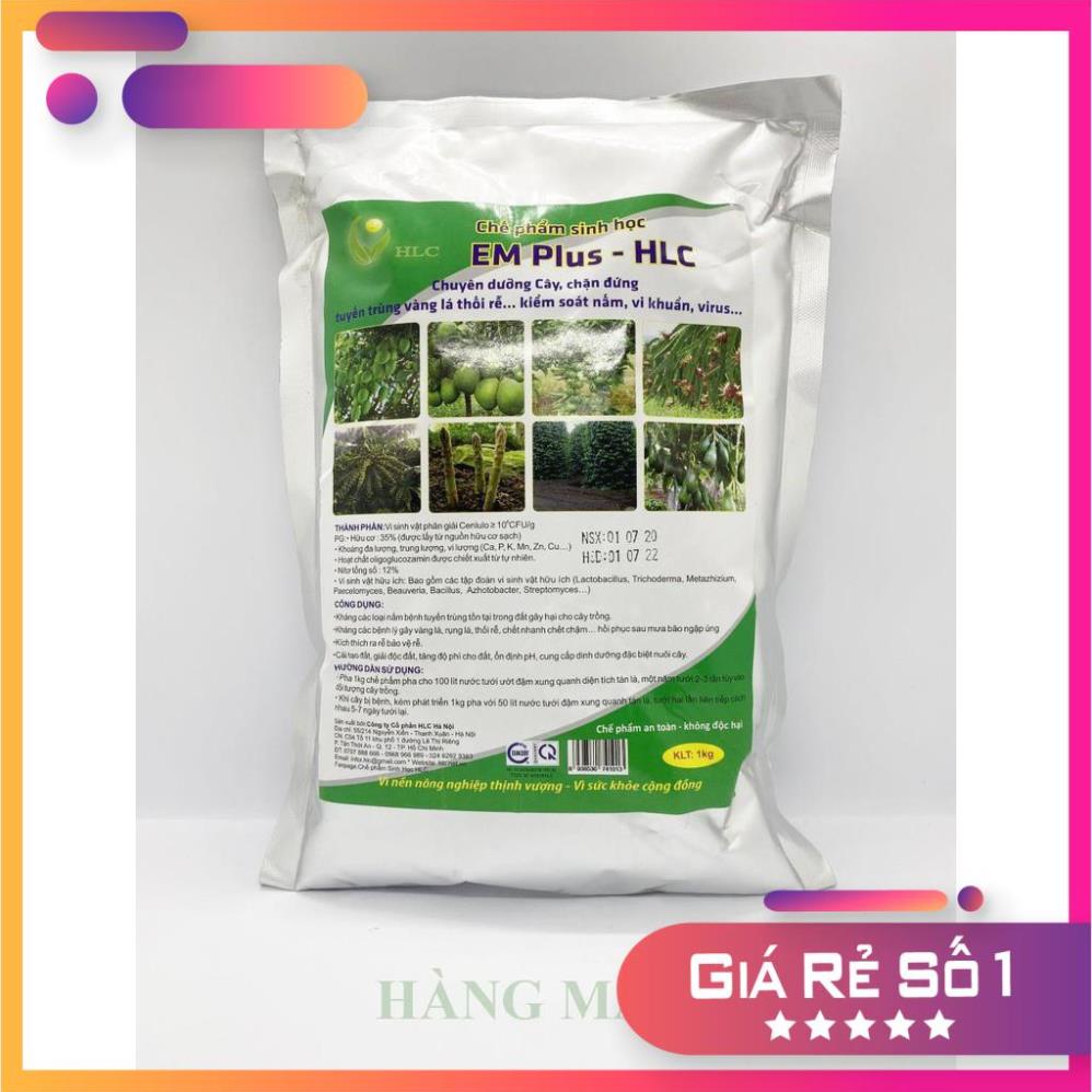 CHẾ PHẨM EM PLUS HLC - CHUYÊN DƯỠNG CÂY, CẢI TẠO ĐẤT TRỒNG, ỔN ĐỊNH PH, NGĂN NGỪA NẤM BỆNH HẠI RỄ CÂY TRỒNG - GÓI 1KG