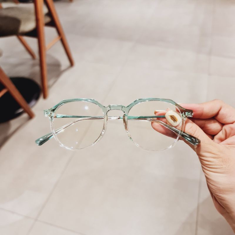 Gọng kính cận nữ, form lục giác cốt kim loại mắt chống UV Tiệm của thỏ 8857 | BigBuy360 - bigbuy360.vn