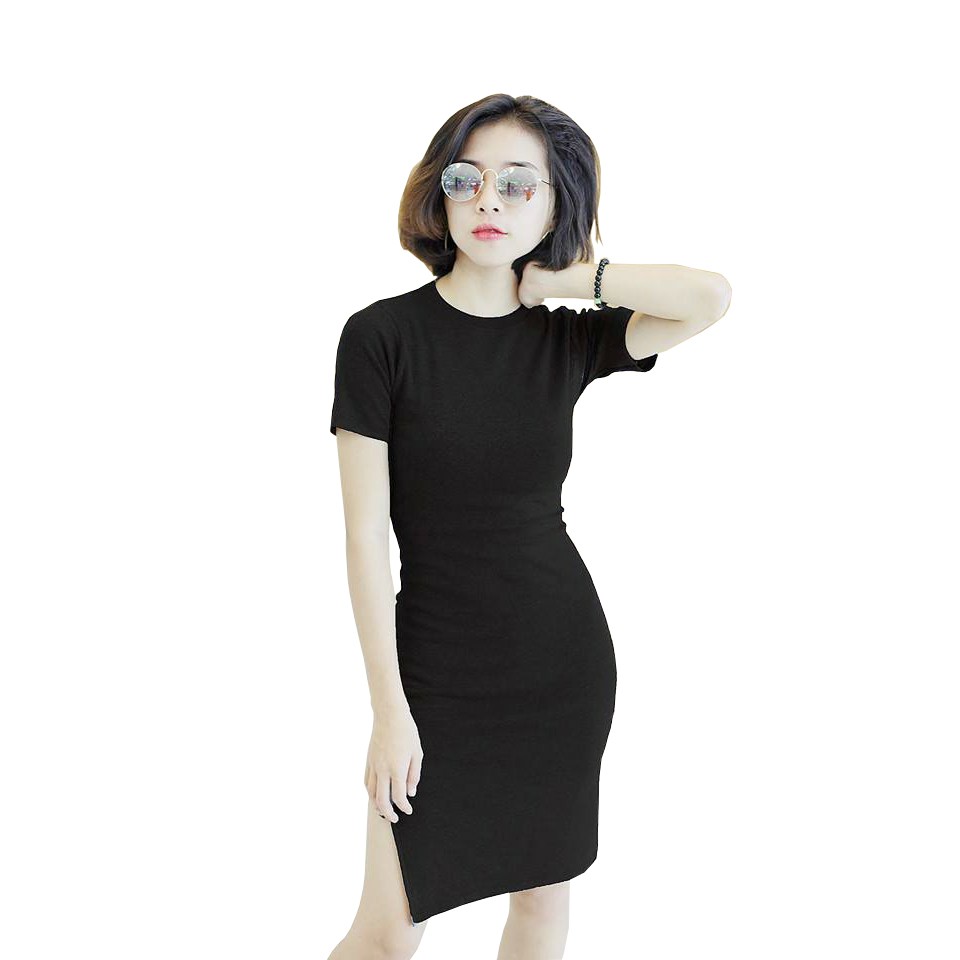 ĐẦM BODY ❄ FREESHIP ❄ ĐẦM NỮ TAY NGẮN THUN GÂN XẺ ĐÙI THỜI TRANG XIXO MÃ DAM0003