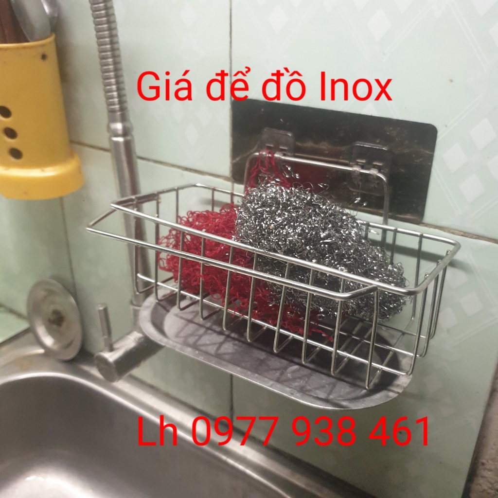 Giá Inox để đồ rửa bát gắn tường Khay inox gắn vòi chậu rửa bát đa năng tiện lợi