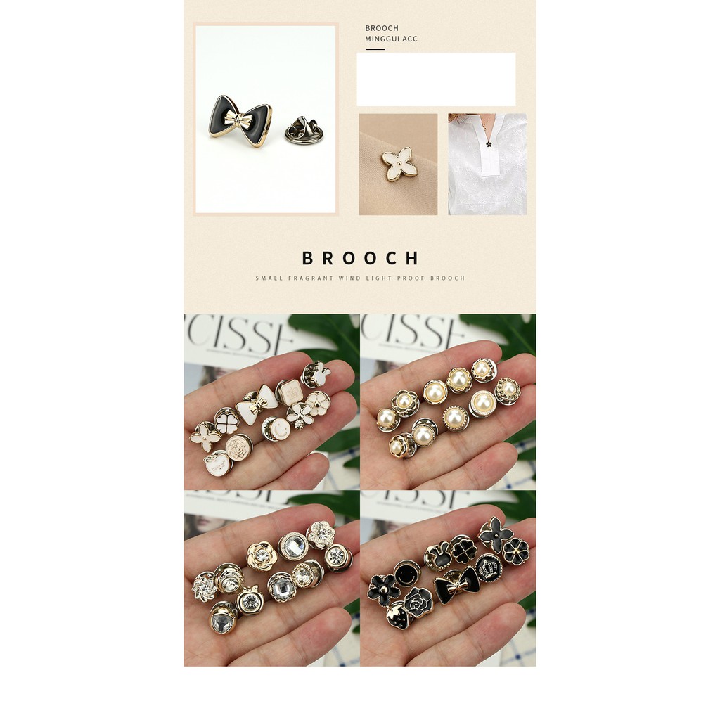 Sét 10 ghim khuy cài áo cao cấp xuất Nhật