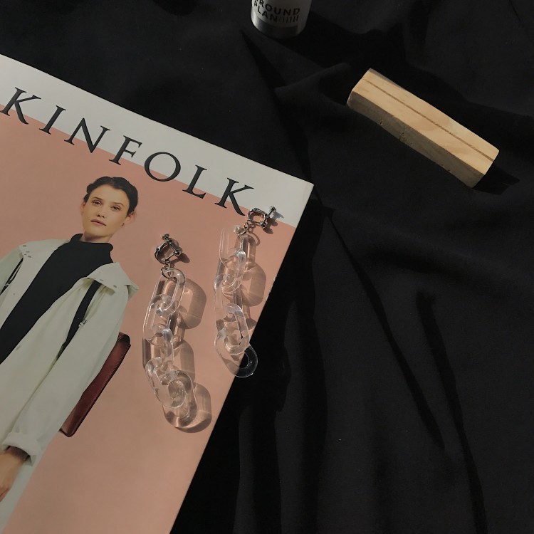 Bông Tai Dạng Móc Xích Không Đục Lỗ Trong Suốt Phong Cách Hàn Quốc 23552