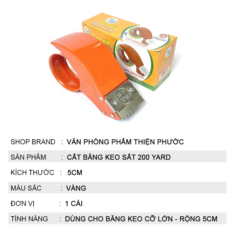 Cắt băng keo cầm tay sắt 5cm 200yard để bàn - Cắt băng keo lớn tiện dụng THIỆN PHƯỚC