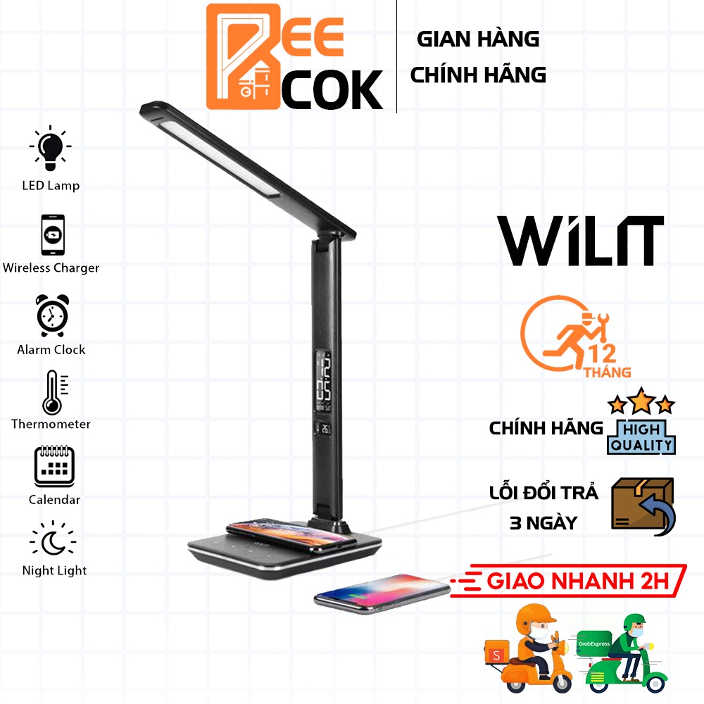 Đèn học để bàn chống cận Wilit U13 màn hình LED hiển thị, chân sạc USB - Nhập Đức - Beecok