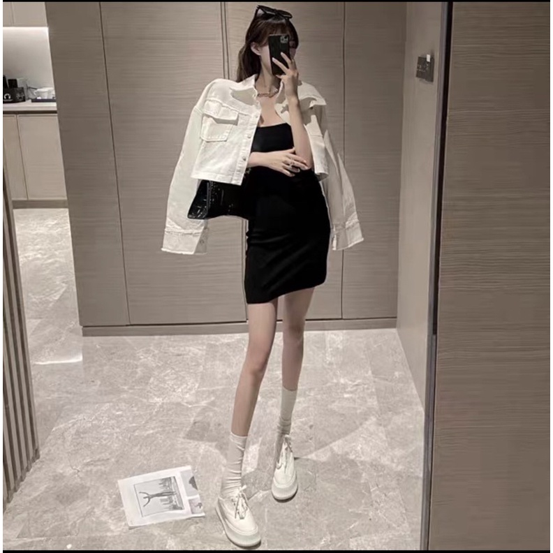 ORDER SET ÁO KHOÁC BÒ+VÁY BODY 2 DÂY SANG CHẢNH