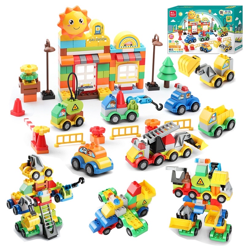 [Mã LIFE0503TOYS1 giảm 10% đơn 150k] [TẶNG 2 ĐẾ ĐƯỜNG RAY] LEGO duplo oto chủ để Gas Station Feelo