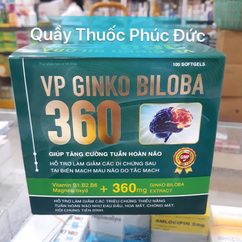 VP Ginko Biloba 360 bổ não hộp 100 viên