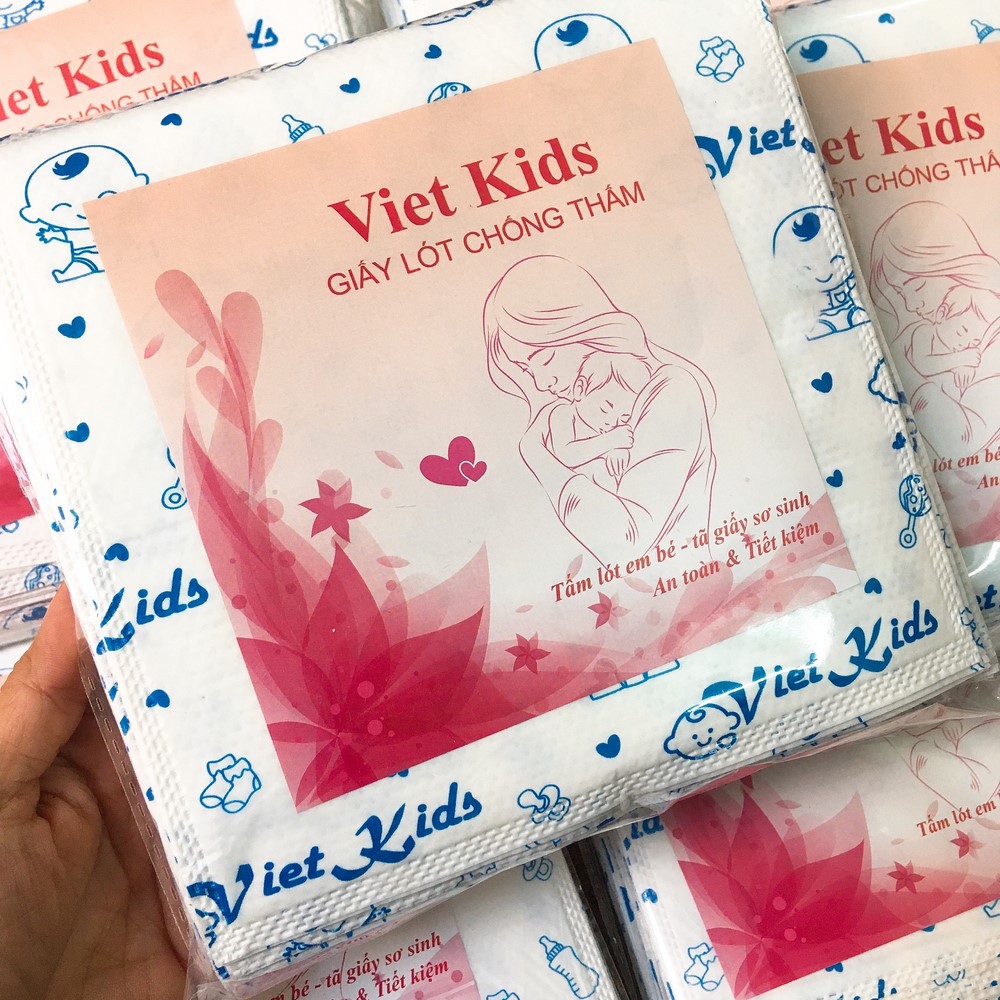 Tấm Giấy Lót Xu Bông Chống Thấm Cao Cấp Viet Kids Gói 200g/30 tờ(Dùng để tiết kiệm tả cho em bé sơ sinh)