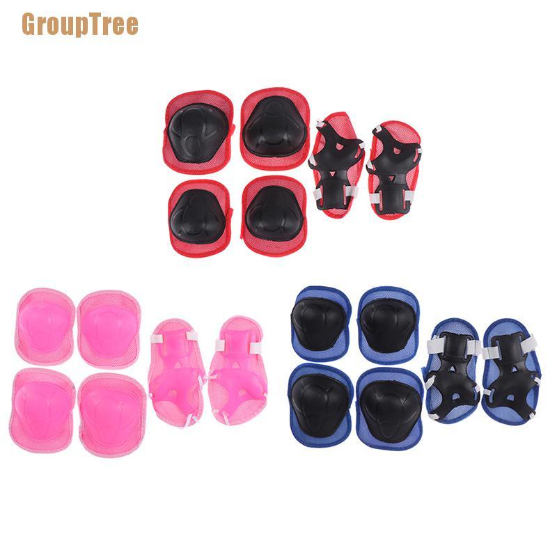 Set 6 Miếng Đệm Bảo Vệ Đầu Gối / Khuỷu Tay / Cổ Tay Cho Bé Khi Đi Xe Đạp / Trượt Ván