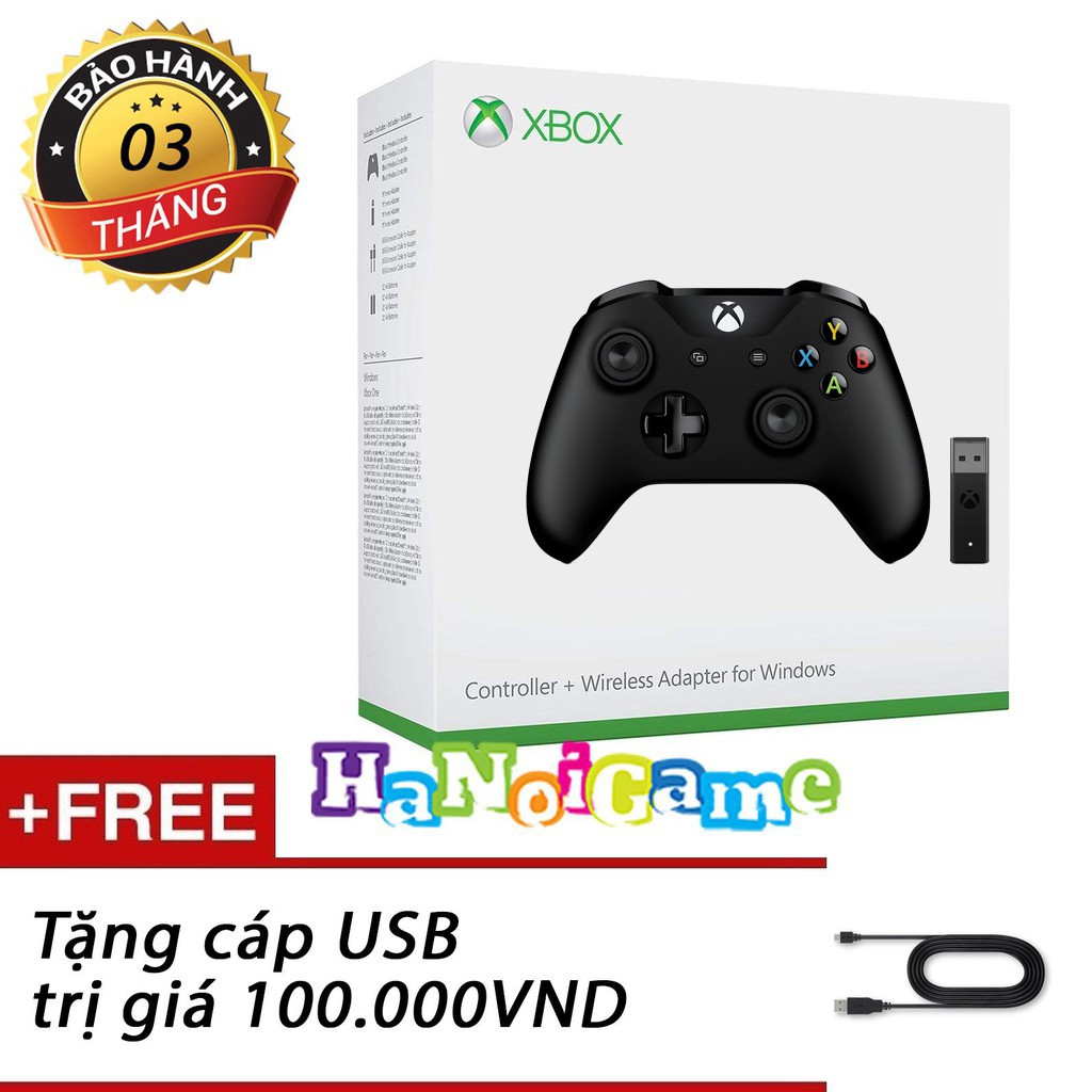 TAY CẦM CHƠI GAME XBOX ONE S KÈM USB WIRELESS (BLACK) chơi game tối ưu cho PC, FO3, FO4 | TOP BÁN CHẠY ✔