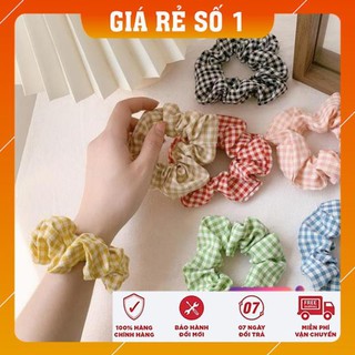 [FREESHIP - HÀNG LOAI 1] Cột tóc, buộc tóc vải Scrunchies Caro mini