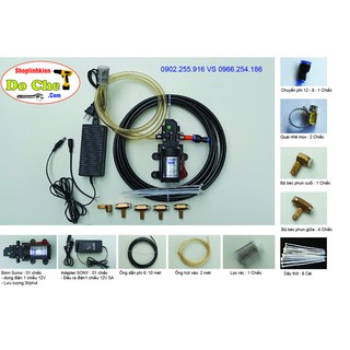 Bộ máy bơm phun sương tưới cây mini 12v tưới lan, tưới hoa