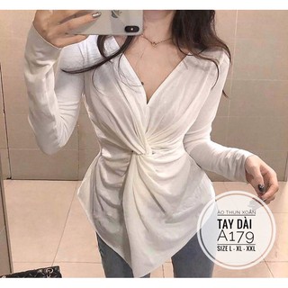 Bigsize Áo thun xoắn tay dài A179