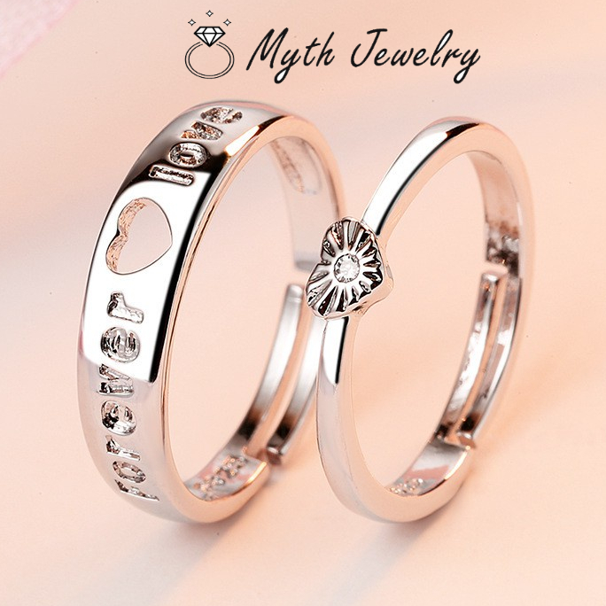 Nhẫn đôi cặp tình yêu giá rẻ đẹp đính đá cao cấp nam nữ NB07