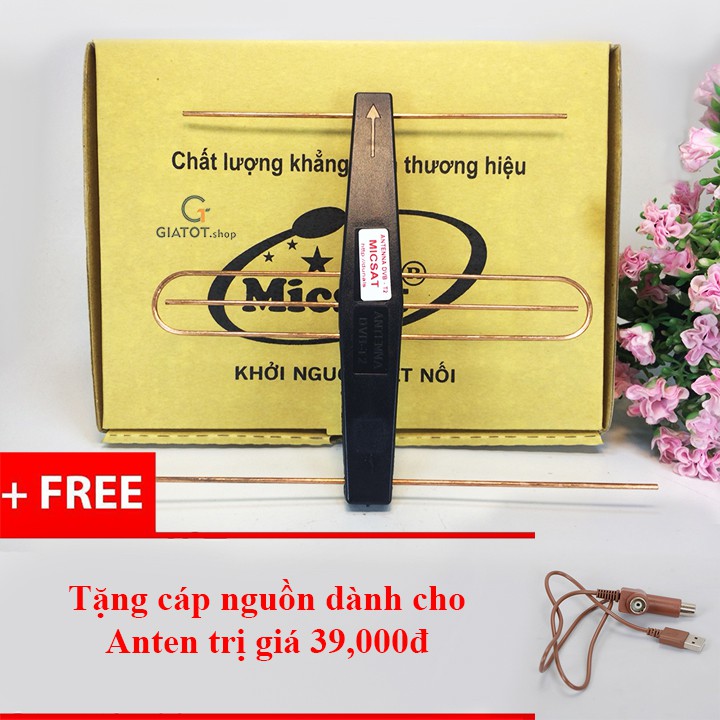 Anten thu sóng DVB T2 có mạch khuếch đại Micsat tặng cáp nguồn
