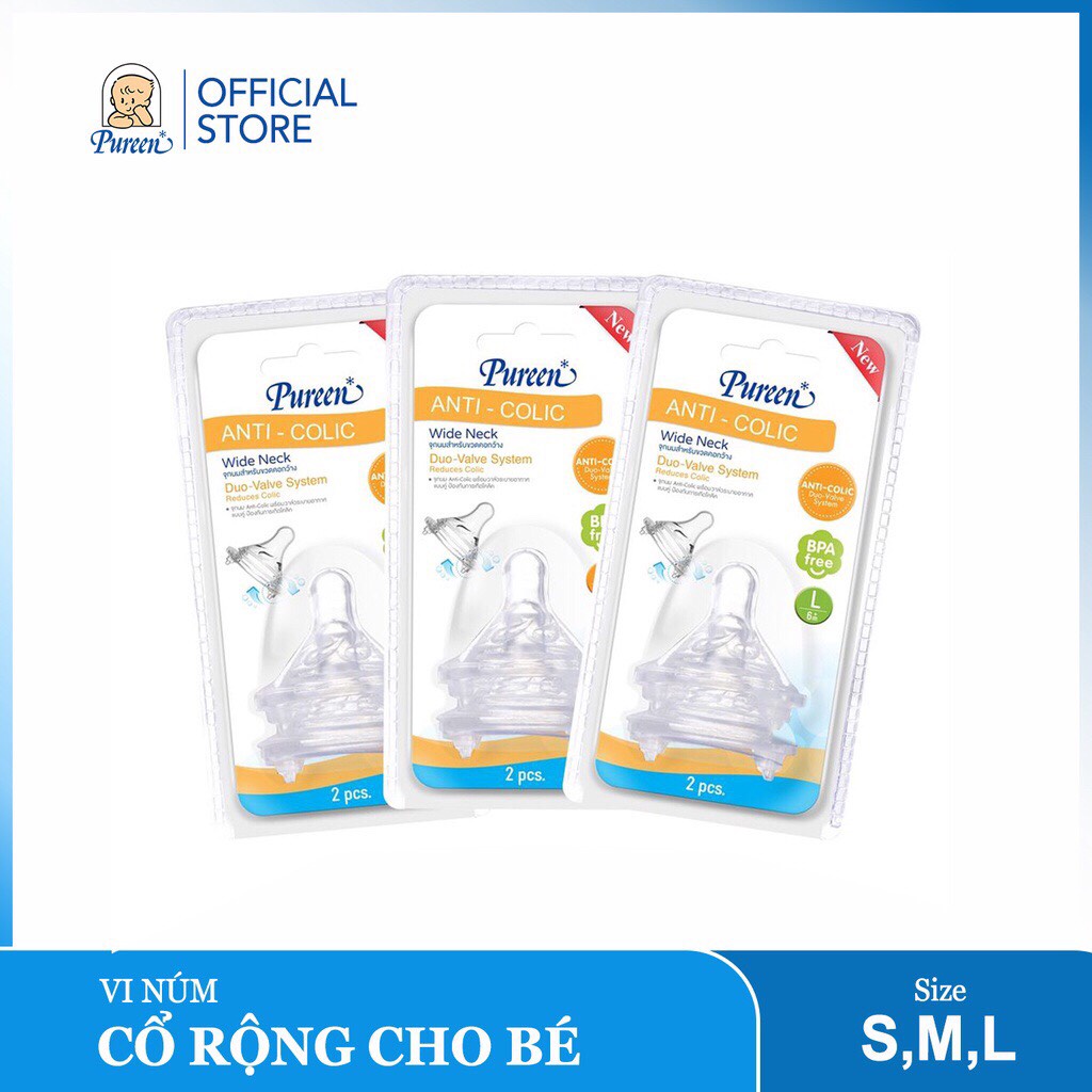 Núm Ty Cổ Rộng, Cổ Hẹp Pureen Không Chứa BPA An Toàn Cho Bé