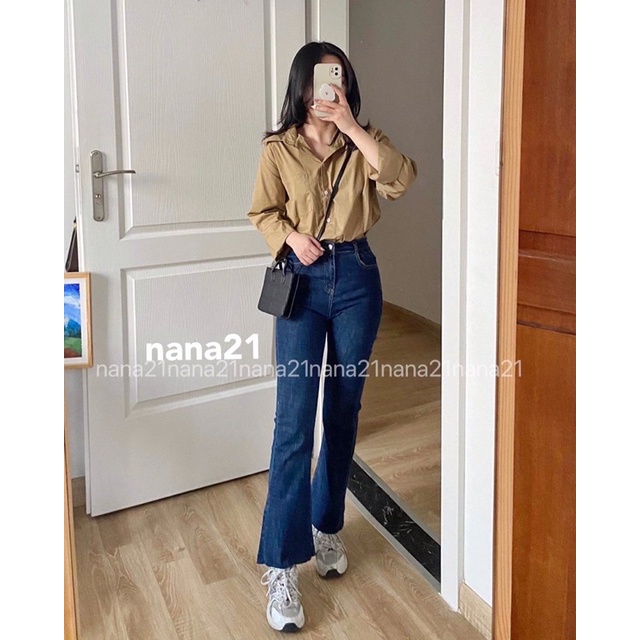 Sơmi trơn dáng rộng
