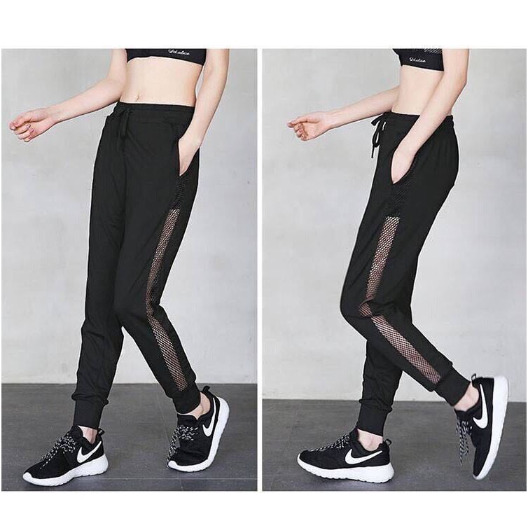 Quần thể thao jogger nữ chạy sọc lưới siêu chất