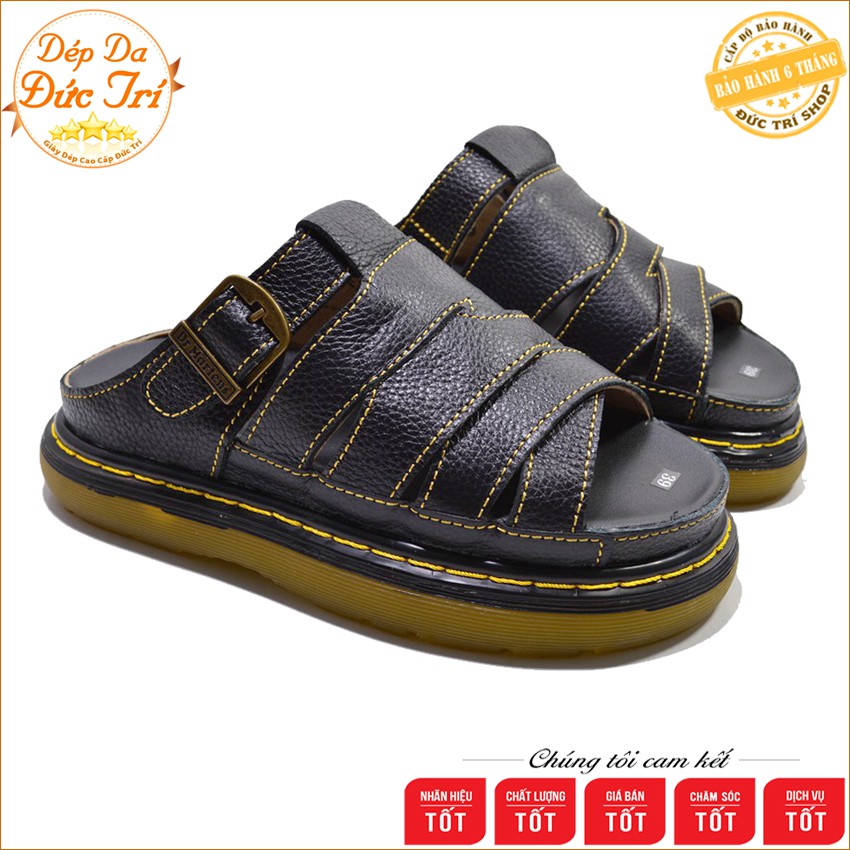 Dép Doctor Nam Quai Ngang Da Bò Cao Cấp Dr.Martens Hàng VNSX D10