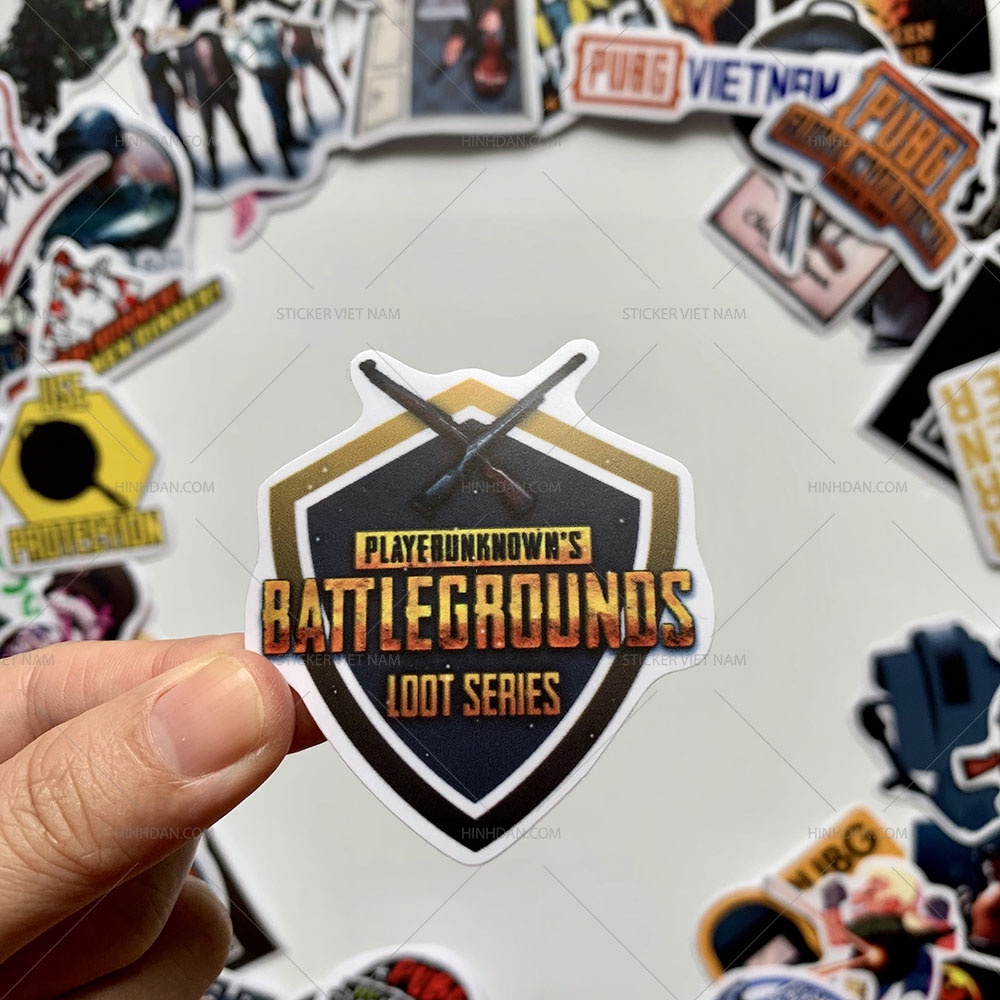 Stickers PUBG Chống Nước Trang Trí Nón Bảo Hiểm, Xe, Đàn Guitar, Laptop, Vali