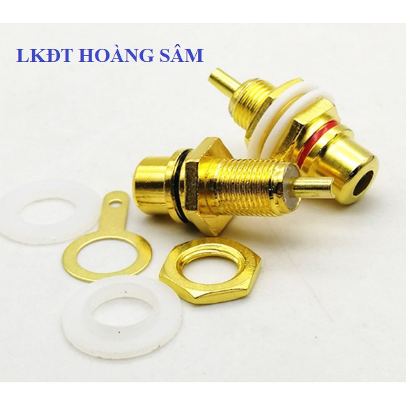 1 cặp Jack RCA Jack hoa sen kim loại mạ vàng cái 2 màu đỏ đen đệm trắng