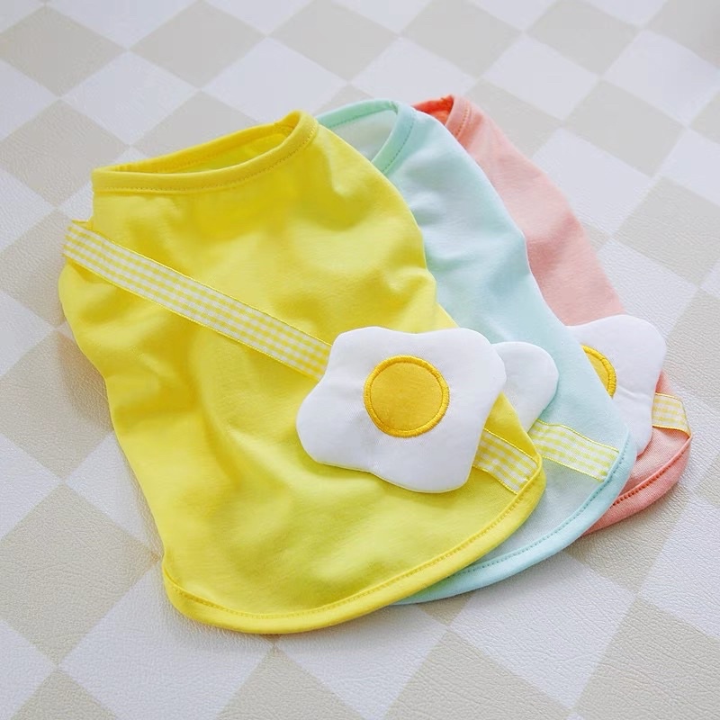 áo thun trứng ốp la pastel xinh cho chó mèo