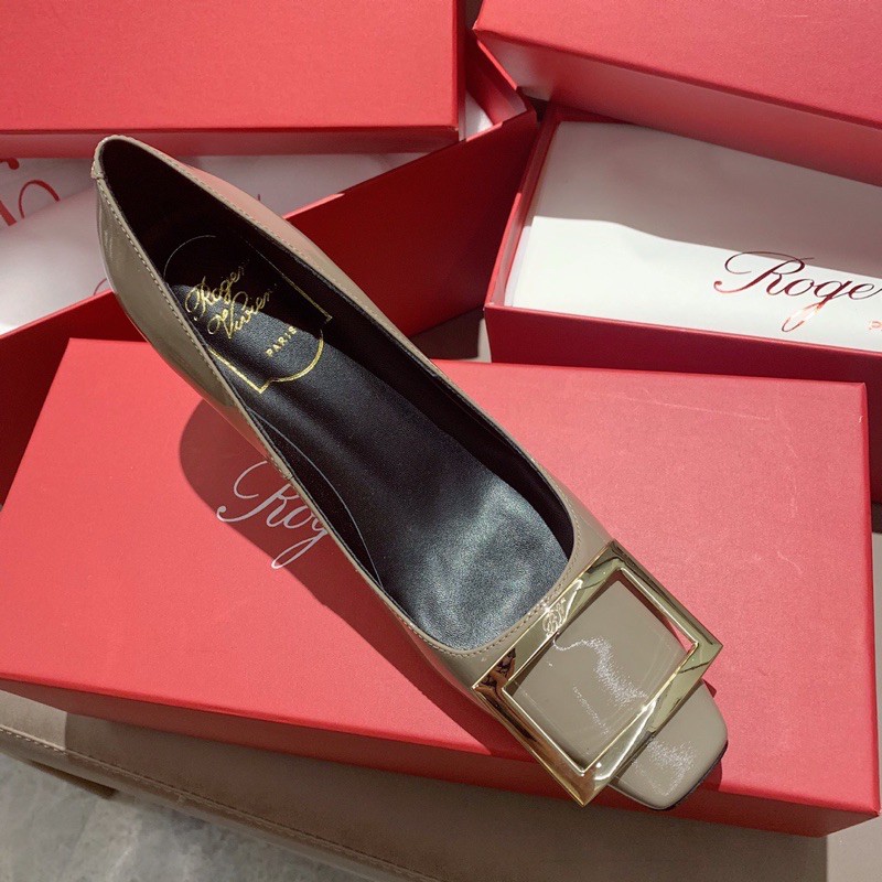 Giày cao gót mũi vuông 7.5cm Roger Vivier da thật cao cấp
