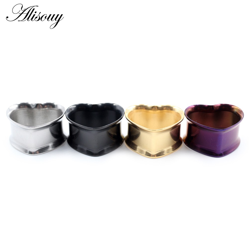 Alisouy Set 2 Khuyên Nong Tai Hình Trái Tim Bằng Thép Không Gỉ 8mm-30mm 316l