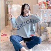 0Bộ đồ bà bầu dài tay thu đông chất cotton mặc nhà thấm mồ hôi đẹp giá rẻ