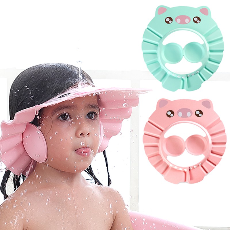 Mũ gội đầu che tai chắn nước bảo vệ tai và mắt cho bé khi tắm