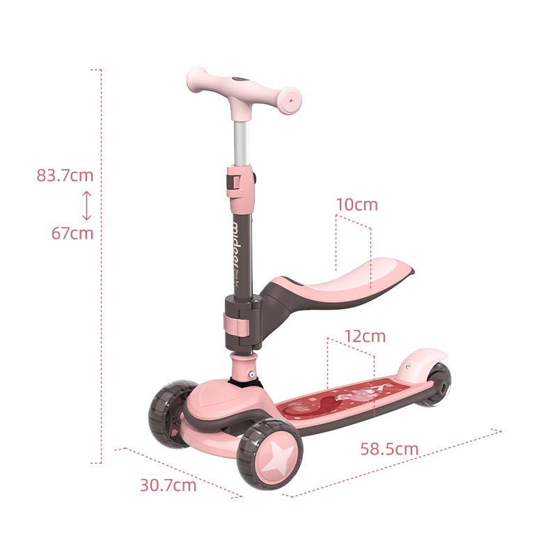 Xe Scooter Cao Cấp 3 Bánh Phát Sáng Gấp Gọn - Mideer Scooter 2 in 1