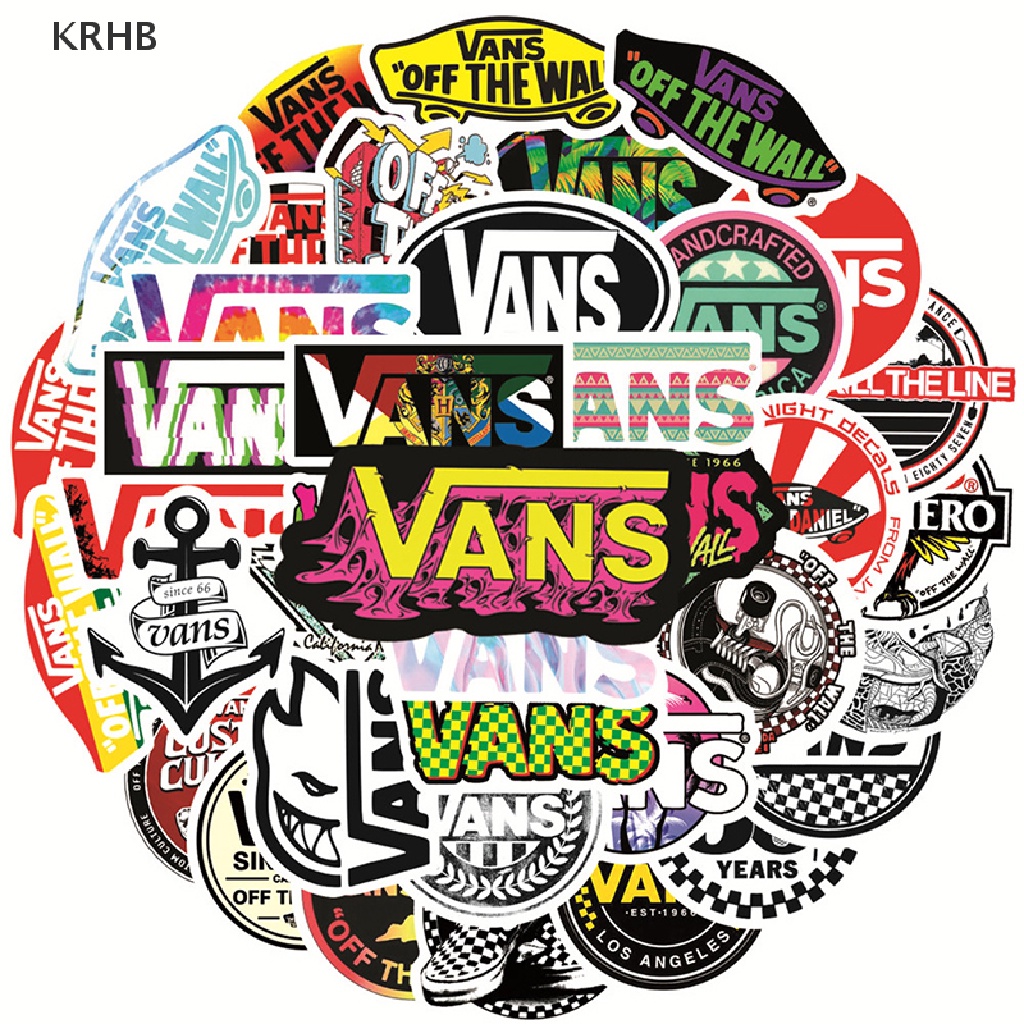 VANS Bộ 50 Miếng Dán Chống Thấm Nước Cho Laptop Xe Đạp Ván Trượt Mới