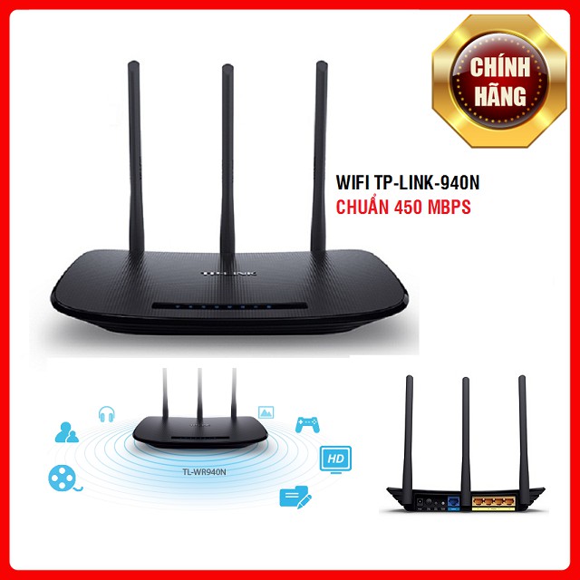 Phát Wifi Tp-Link WR-940N Chuẩn tốc độ 450Mbps Hàng Chính Hãng BH 24 Tháng