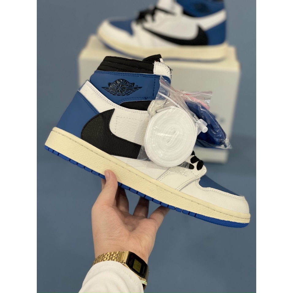 Giày jd 1 TRAVIS SCOTT HIGH OG ROYAL BLUE, bản S.Cấp full phụ kiện