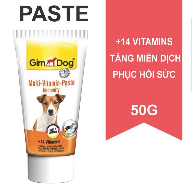 Gel dinh dưỡng chứa vitamin, hỗ trợ miễn dịch, đẹp da lông cún (GimDog, Đức)