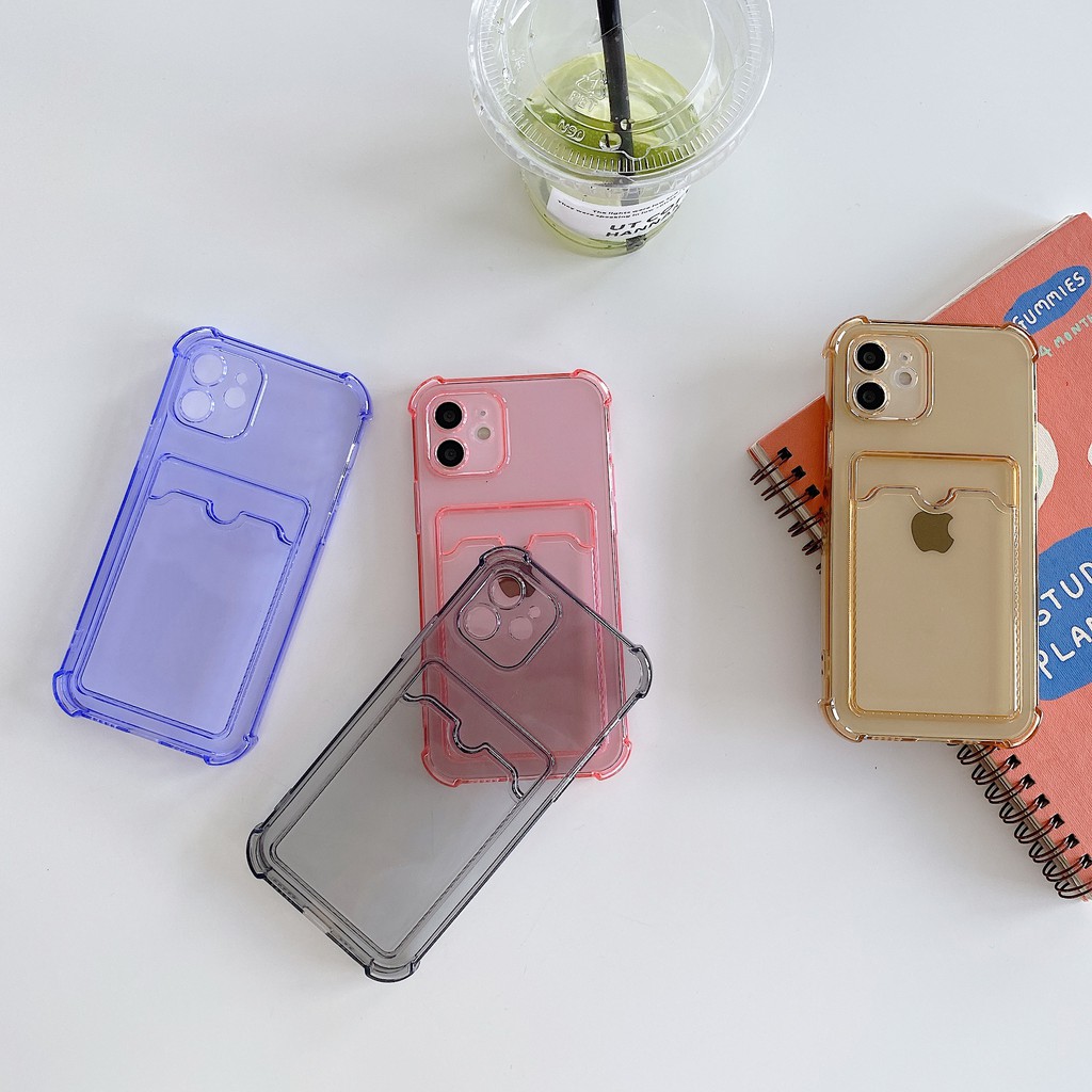 Ốp điện thoại màu trơn có ngăn đựng thẻ hoang dã phong cách Hàn Quốc cho Iphone 12 Pro 12promax/x/8plus/xs/xr/11 | BigBuy360 - bigbuy360.vn
