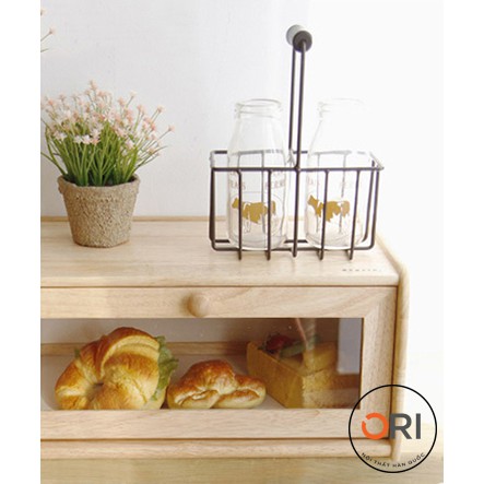 KỆ ĐỰNG GIA VỊ BẰNG GỖ CÓ NẮP KÍNH - A BREAD CASE - GỖ TỰ NHIÊN