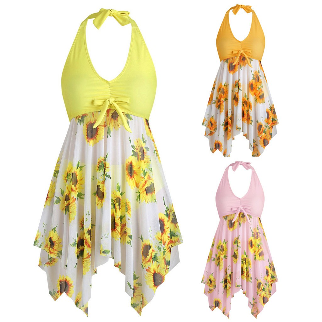 Áo Tắm Tankini Họa Tiết Hoa Văn Có Size Lớn