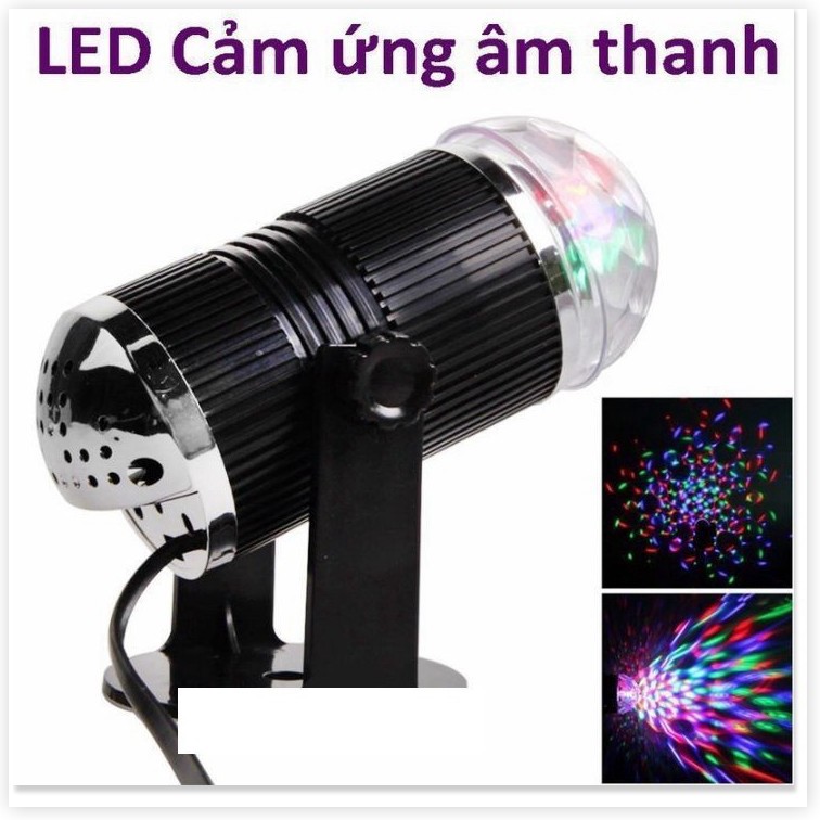 [ Sale ] Đèn Led Hình Ống (hình trụ) Cầu Xoay Pha Lê 7 Màu Cảm Ứng Âm Thanh Xoay 360 Độ - HÀNG CAO CẤP